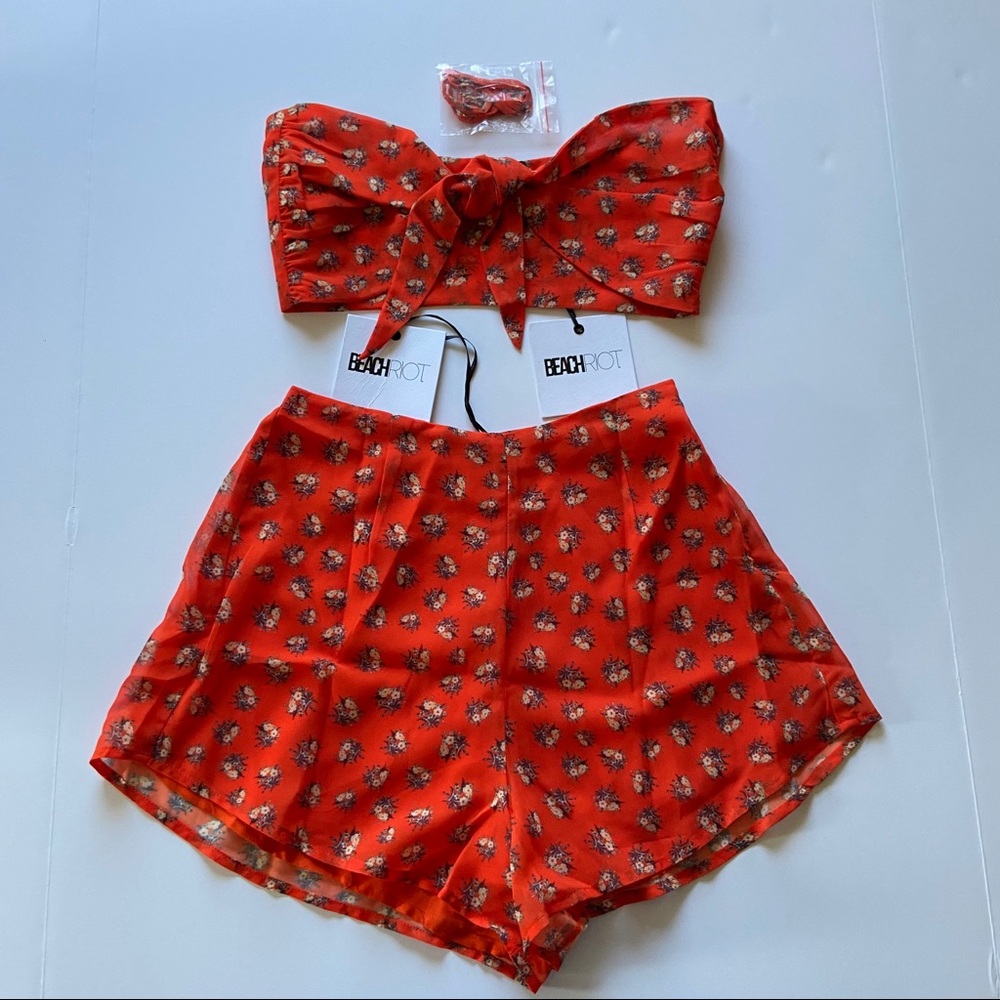 NEW Beach Riot Avery Floral Crop Top & Shorts Set - Picture 5 of 8